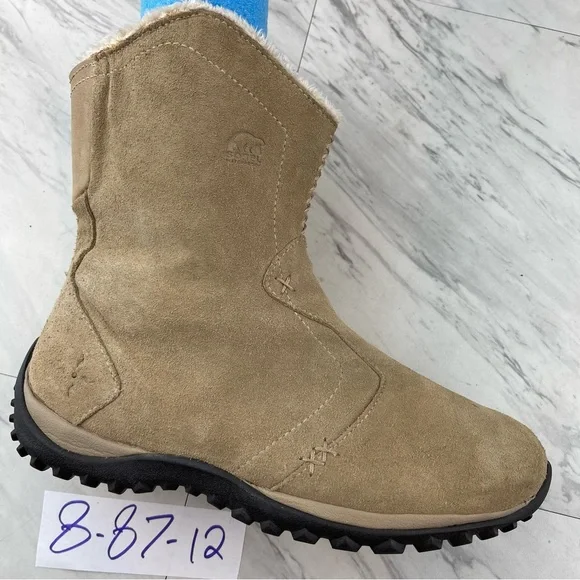 •Sorel Womens 8 Tan Sand Beige Maribel Suede Boots Thinsulate Waterproof - Picture 1 of 13